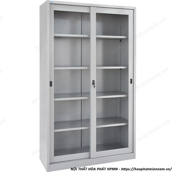 Tủ sắt ngang 1m3 cánh lùa mặt kính TU08H
