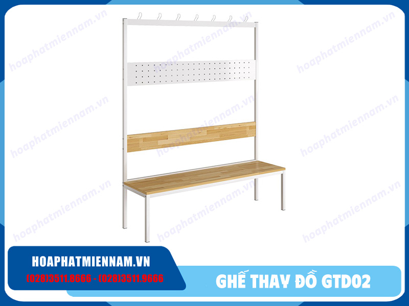 Ghế phòng thay đồ băng dài có móc treo áo GTD02