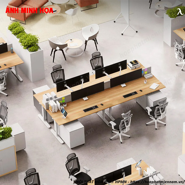 Các Mẫu Bàn Làm Việc Không Gian Mở Phổ Biến