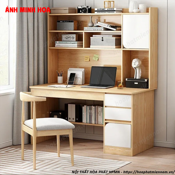 Bàn làm việc kết hợp hộc tủ và kệ sách