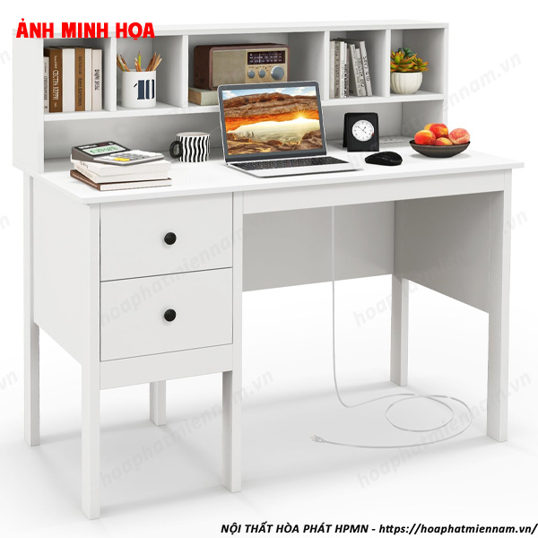 Bàn làm việc kết hợp hộc tủ và kệ sách