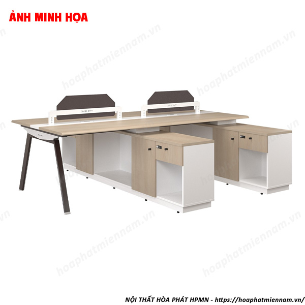 Cụm bàn văn phòng 4 chỗ ngồi liền hộc tủ NTVMD02-4C17