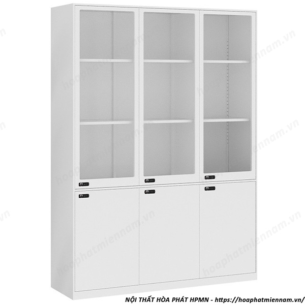 Tủ Sắt 6 Khoang 3 Cánh Khung Kính TU09K7S