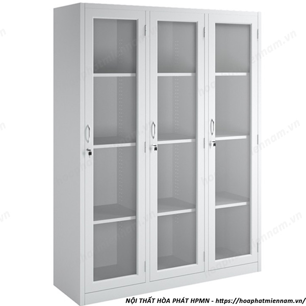 Tủ Sắt 3 Cánh Kính Có Khóa Hòa Phát TU09K9CK