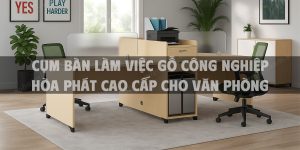 Cụm bàn làm việc gỗ công nghiệp Hòa Phát cao cấp cho văn phòng