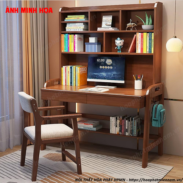 Bàn làm việc kiêm bàn học kết hợp kệ sách