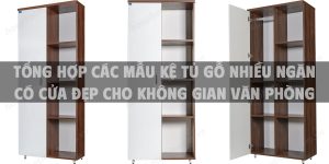 Tổng hợp các mẫu kệ tủ gỗ nhiều ngăn có cửa đẹp cho không gian văn phòng