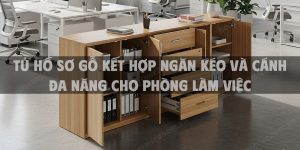 Tủ hồ sơ gỗ kết hợp ngăn kéo và cánh đa năng cho phòng làm việc
