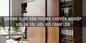 Không gian văn phòng chuyên nghiệp với tủ tài liệu gỗ cánh lùa