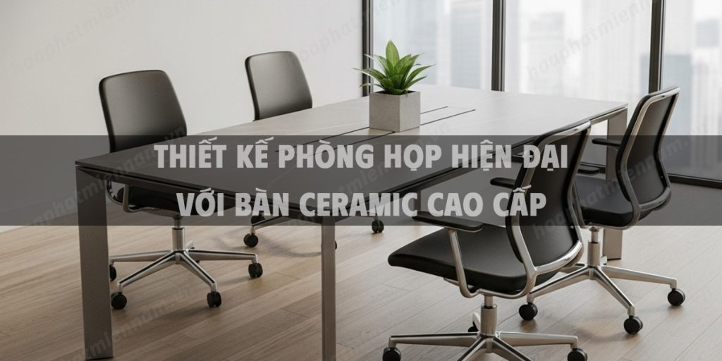 Thiết kế phòng họp hiện đại với bàn ceramic cao cấp