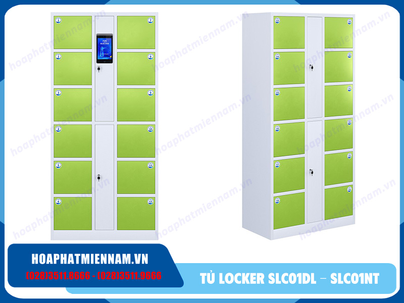 Tủ locker thông minh khóa faceid SLC01DL và tủ nối tiếp SLC01NT