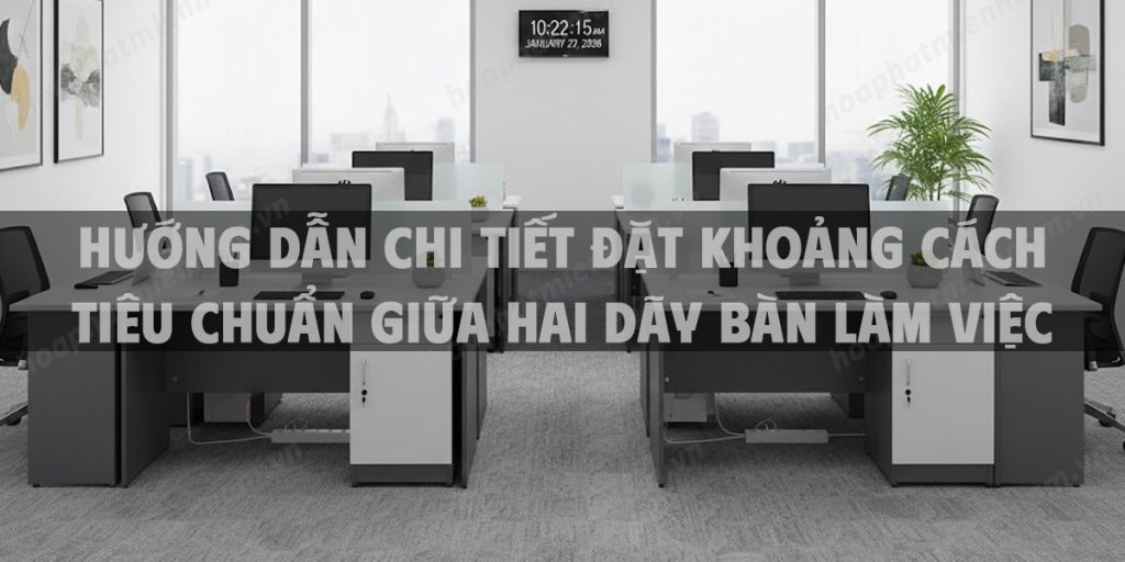 Hướng Dẫn Chi Tiết Đặt Khoảng Cách Tiêu Chuẩn Giữa Hai Dãy Bàn Làm Việc