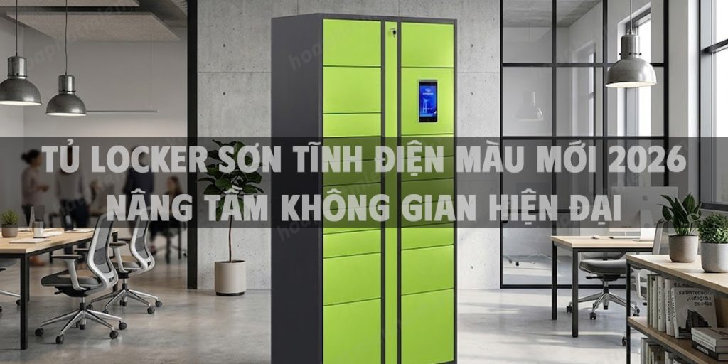 Tủ locker sơn tĩnh điện màu mới 2026 nâng tầm không gian hiện đại